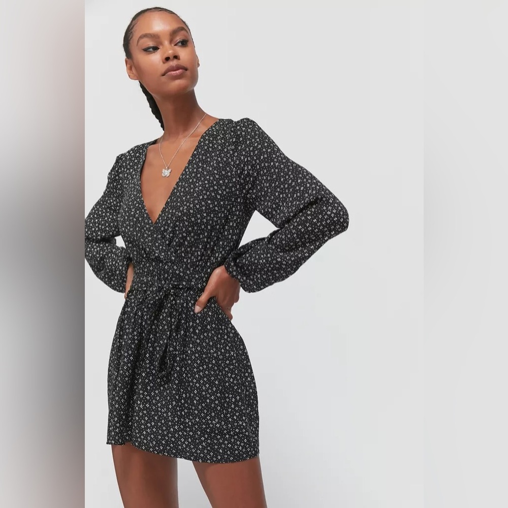 Urban Outfitters Mona Surplice Long Sleeve Romper